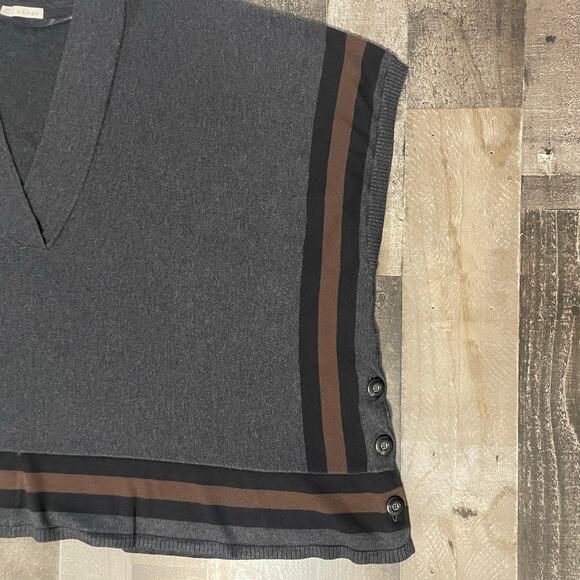 Hinge | Nordstrom Poncho Sweater Oversized V-Neck Boho Top Charcoal Brown XS / S - Picture 11 of 16